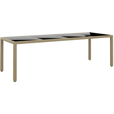 Table de jardin avec dessus en verre beige résine tressée (1/5)