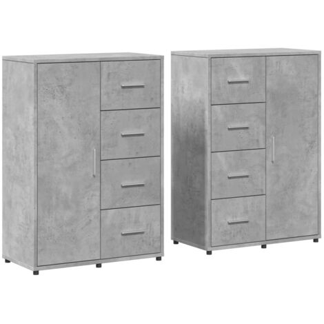 Buffets 2 pcs gris béton 60x31x84 bois d'ingénierie (1/5)