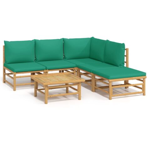Salon de jardin 6 pcs avec coussins vert bambou (1/5)