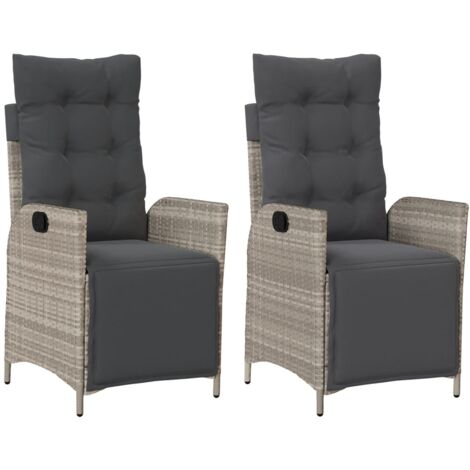 Chaises inclinables de jardin lot de 2 avec repose-pied rotin (1/5)