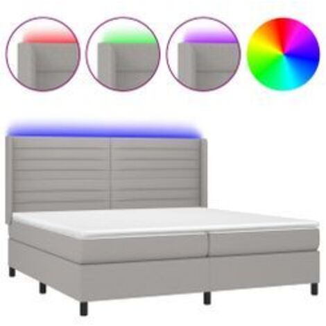 Sommier à lattes de lit matelas LED Gris clair 200x200 Tissu (1/5)