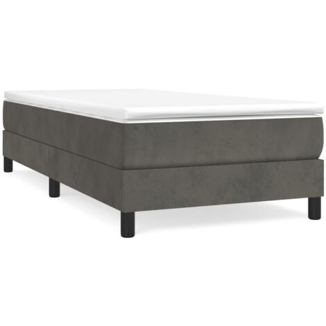 Sommier à lattes de lit et matelas Gris foncé 90x190 Velours (1/5)