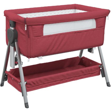 Lit pour bébé avec matelas Rouge Tissu de lin (1/5)