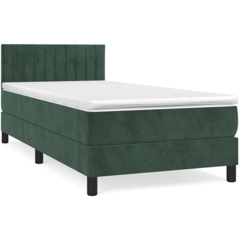 Sommier à lattes de lit avec matelas Vert foncé 90x190 (1/5)