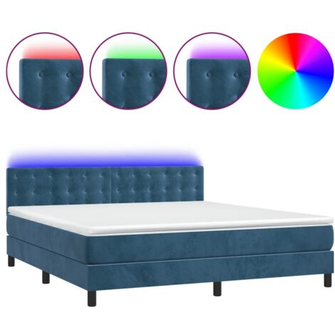Sommier à lattes de lit matelas et LED Bleu foncé 160x200 (1/5)