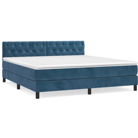 Sommier à lattes de lit et matelas Bleu foncé 160x200 Velours (1/5)
