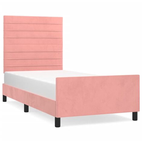 Cadre de lit avec tête de lit Rose 90x200 Velours (1/5)