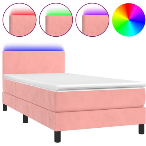 Sommier à lattes de lit avec matelas LED Rose 90x200 Velours (1/5)
