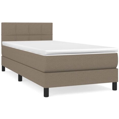 Sommier à lattes de lit avec matelas Taupe 90x190 Tissu (1/5)