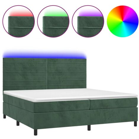 Sommier à lattes de lit avec matelas LED Vert foncé 200x200 (1/5)