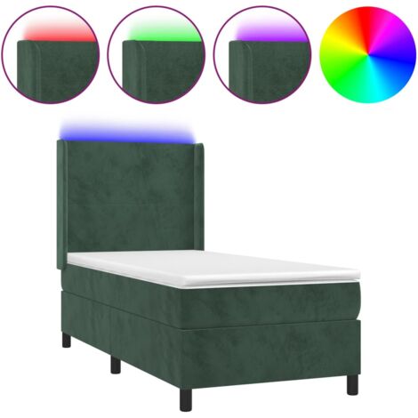 Sommier à lattes de lit matelas LED Vert foncé 80x200 Velours (1/5)