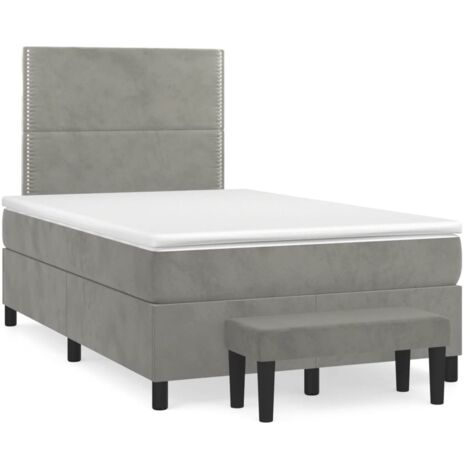 Sommier à lattes de lit et matelas Gris clair 120x200 Velours (1/5)