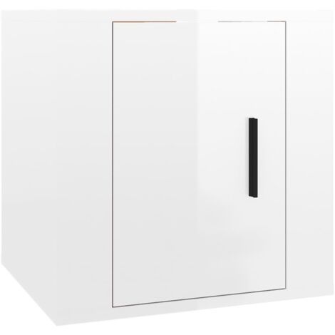 Meuble TV mural Blanc brillant 40x34,5x40 (1/5)