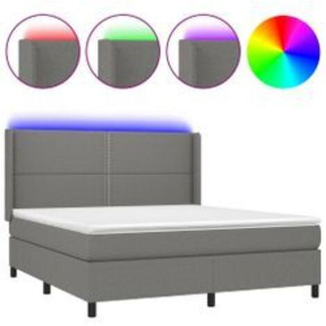 Sommier à lattes de lit matelas LED Gris foncé 180x200 Tissu (1/5)