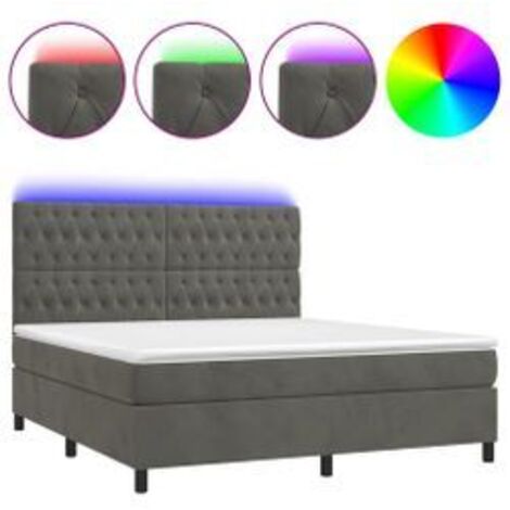 Sommier à lattes de lit matelas et LED Gris foncé 180x200 (1/5)