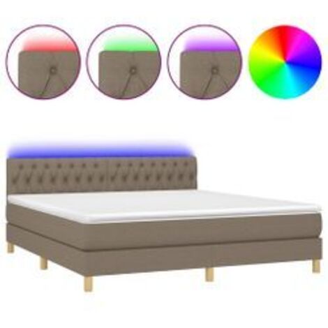 Sommier à lattes de lit avec matelas LED Taupe 160x200 Tissu (1/5)