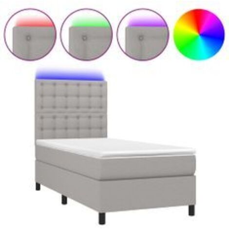 Sommier à lattes de lit avec matelas et LED Gris clair 90x190 (1/5)