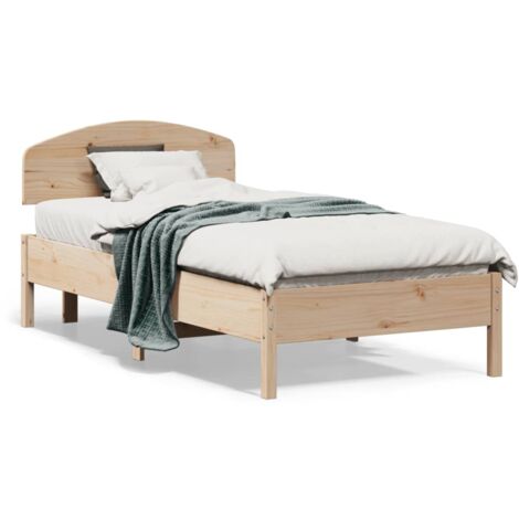 Cadre de lit avec tête de lit 75x190 bois de pin massif (1/5)