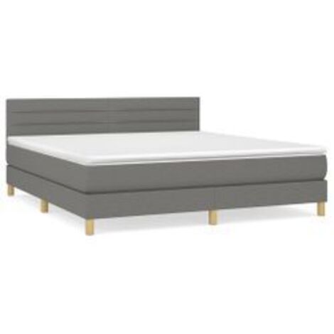 Sommier à lattes de lit avec matelas Gris foncé 160x200 Tissu (1/5)