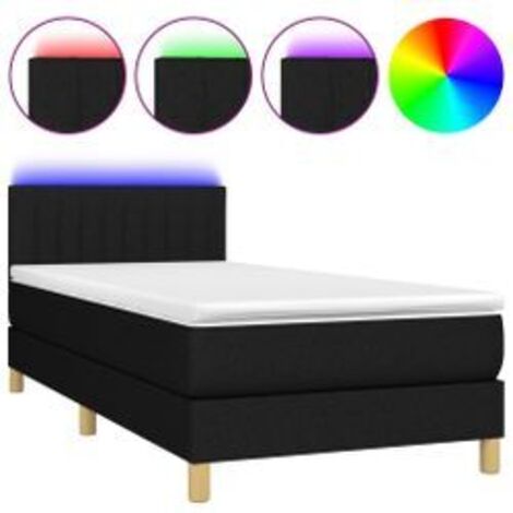 Sommier à lattes de lit avec matelas LED Noir 100x200 Tissu (1/5)