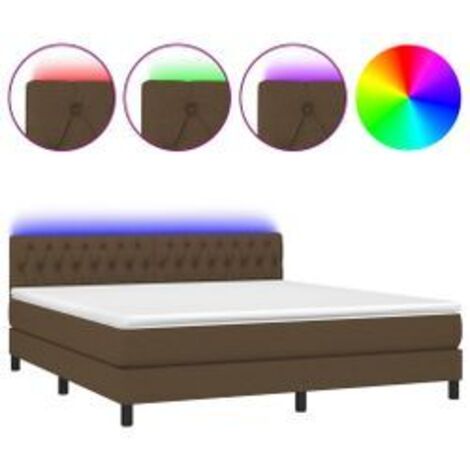 Sommier à lattes de lit matelas et LED Marron foncé 160x200 (1/5)