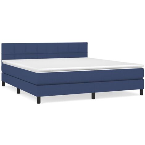Sommier à lattes de lit avec matelas Bleu 160x200 Tissu (1/5)