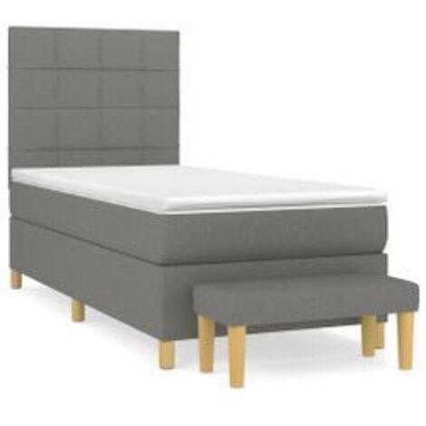 Sommier à lattes de lit et matelas Gris foncé 90x190 Tissu (1/5)