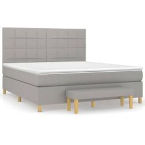Sommier à lattes de lit avec matelas Gris clair 180x200 Tissu (1/5)