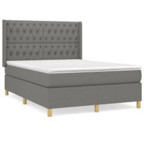 Sommier à lattes de lit avec matelas Gris foncé 140x190 Tissu (1/5)