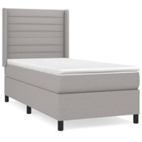 Sommier à lattes de lit avec matelas Gris clair 100x200 Tissu (1/5)