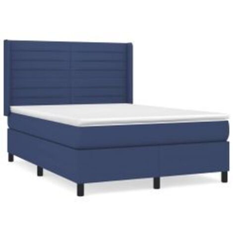 Sommier à lattes de lit avec matelas Bleu 140x200 Tissu (1/5)