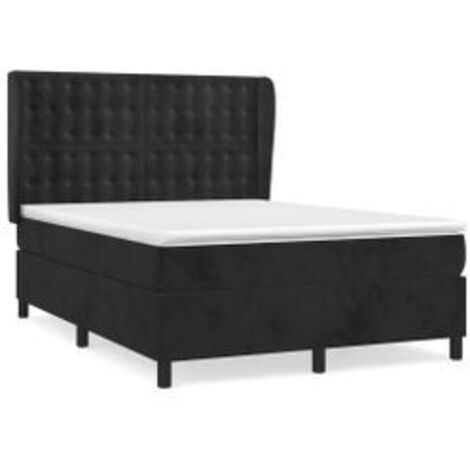 Sommier à lattes de lit avec matelas Noir 140x190 Velours (1/5)