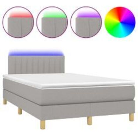 Sommier à lattes de lit matelas LED Gris clair 120x200 Tissu (1/5)
