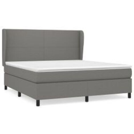 Sommier à lattes de lit avec matelas Gris foncé 180x200 Tissu (1/5)