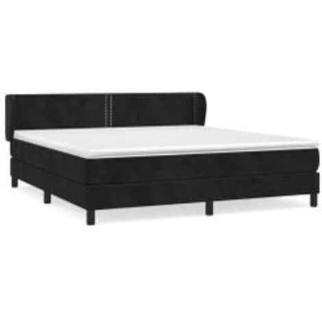 Sommier à lattes de lit avec matelas Noir 180x200 Velours (1/5)