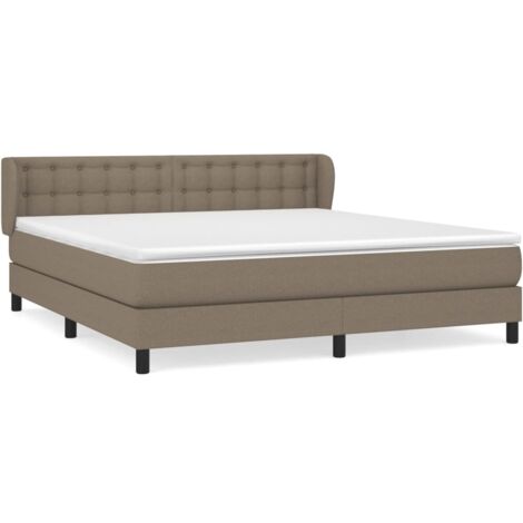 Lit à sommier tapissier avec matelas Taupe 160x200 Tissu 4 (1/5)
