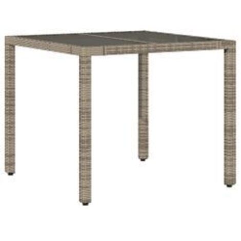 Table de jardin dessus en verre Gris 90x90x75 Résine tressée (1/5)