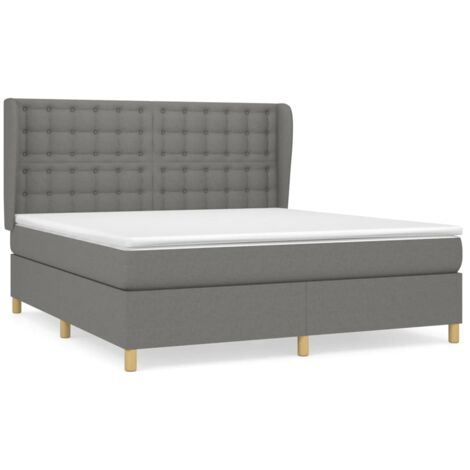 Lit à sommier tapissier avec matelas Gris foncé 160x200 Tissu 12 (1/5)
