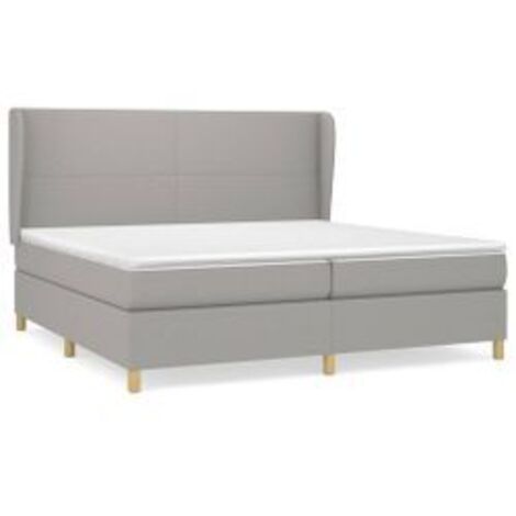Sommier à lattes de lit avec matelas Gris clair 200x200 Tissu (1/5)