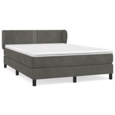 Sommier à lattes de lit et matelas Gris foncé 140x190 Velours (1/5)