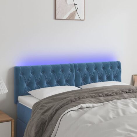 Tête de lit à LED Bleu foncé 160x7x78-88 Velours (1/5)