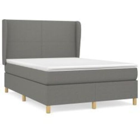 Sommier à lattes de lit avec matelas Gris foncé 140x200 Tissu (1/5)