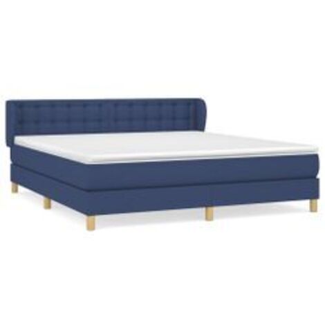 Sommier à lattes de lit avec matelas Bleu 160x200 Tissu (1/5)