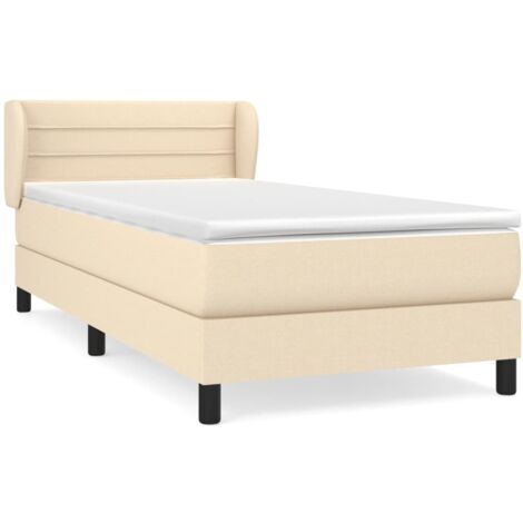 Sommier à lattes de lit avec matelas Crème 90x200 Tissu (1/5)