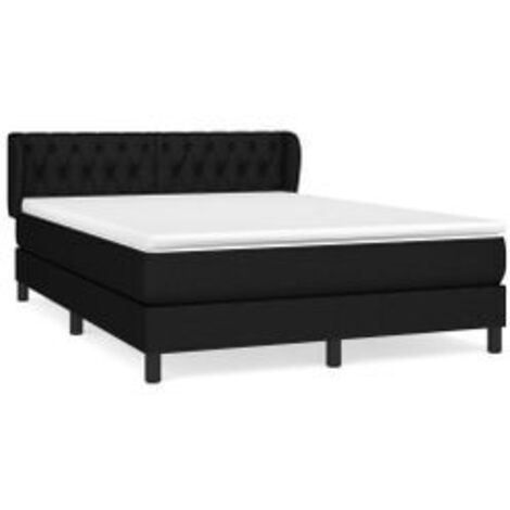 Sommier à lattes de lit avec matelas Noir 140x200 Tissu (1/5)