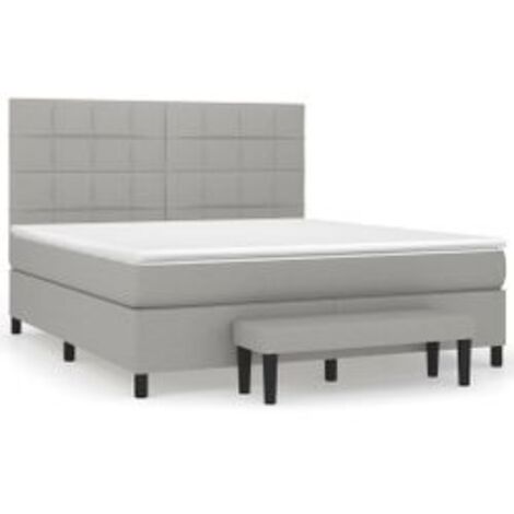 Sommier à lattes de lit avec matelas Gris clair 180x200 Tissu (1/5)