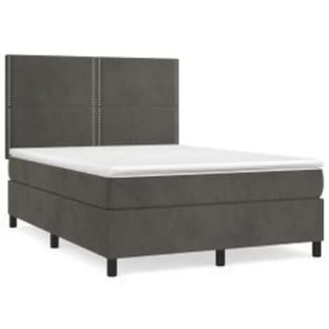 Sommier à lattes de lit et matelas Gris foncé 140x190 Velours (1/5)