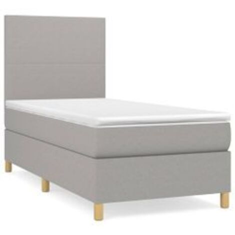 Sommier à lattes de lit avec matelas Gris clair 100x200 Tissu (1/5)