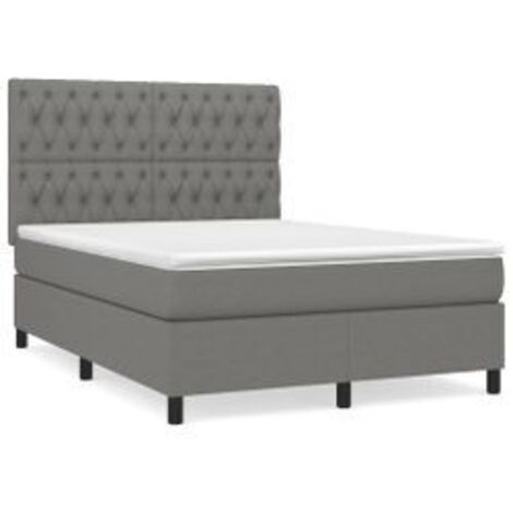 Sommier à lattes de lit avec matelas Gris foncé 140x190 Tissu (1/5)
