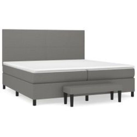 Sommier à lattes de lit avec matelas Gris foncé 200x200 Tissu (1/5)